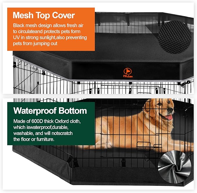 PJYuCien Puppy Playpen Indoor - 8 Panels 24”H Dog Playpen with Storage Bag, Bottom and Top, Better for Small Pets