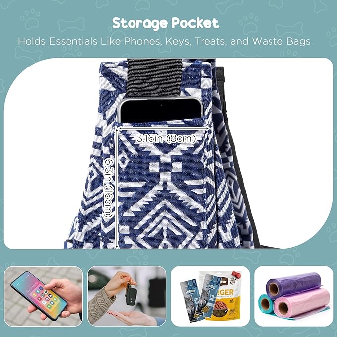 Avont Dog Sling for Small Dog Cats Under 15lbs, Hands-Free Crossbody Pet Carrier with Adjustable Padded Strap Extra Pocket, Safe Soft Pouch Bag for Puppies' Walks Outings -Boho