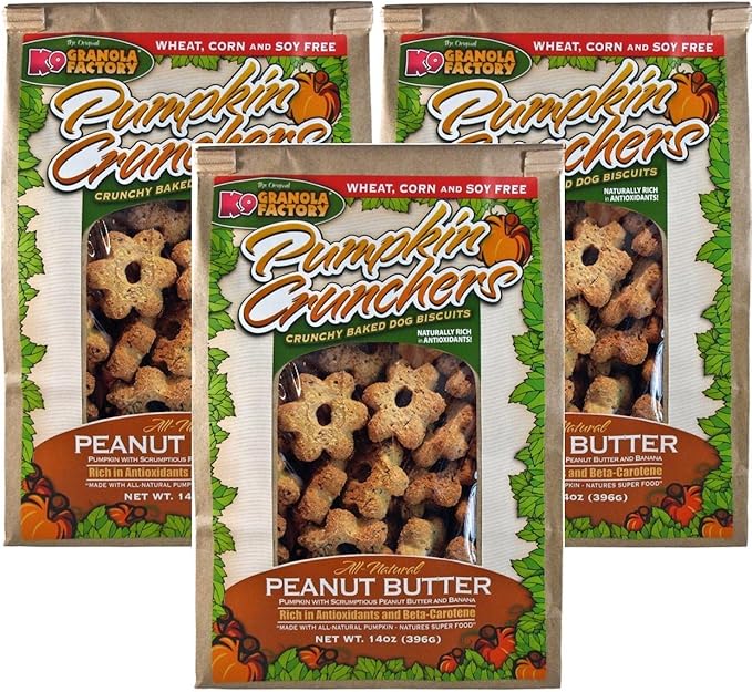 (3 Pack) Pumpkin Crunchers Dog Treat Peanut Butter and Banana, 14 Ounces each