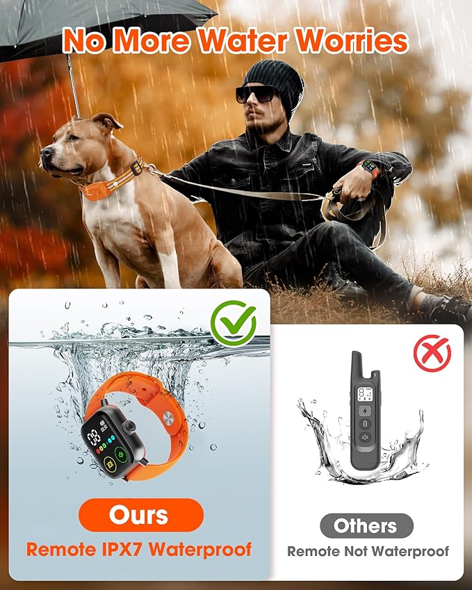 Jugbow Dog Training Collar with Watch-Style Remote, 3300FT Waterproof IPX7 E-Collar, IPX7 Hand-Free Remote 24H Time Display, Electric Vibration Beep Collars for 10-120 lb Small Medium Large Dogs