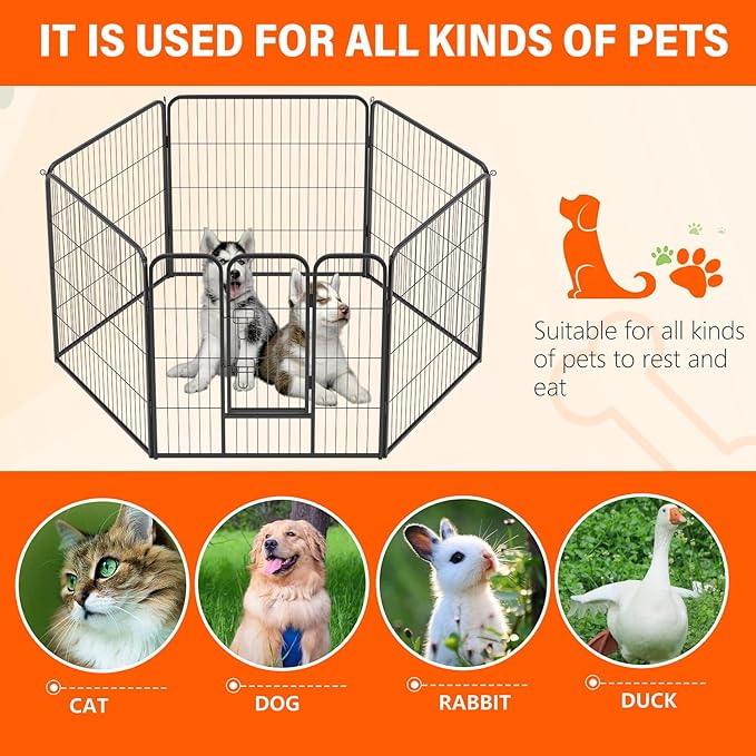 FDW Dog Playpen Dog Pen Dog Kennel 6 Panels 32 Inch Height Indoor Outdoor Folding Metal Portable Puppy Exercise Pen Heavy Duty Dog Fence for Yard Camping,Black