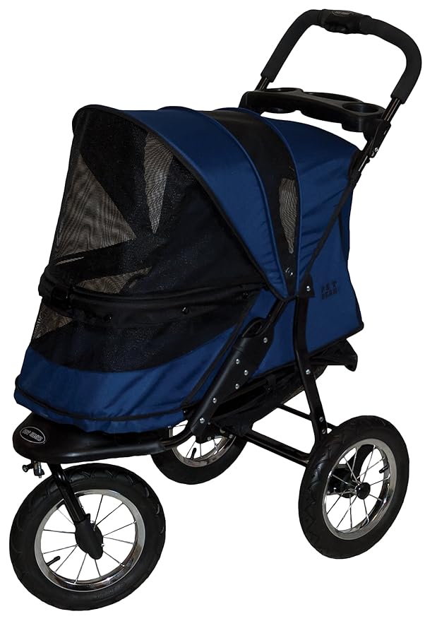 Pet Gear No-Zip AT3 Pet Stroller for Cats/Dogs, Zipperless Entry, Easy One-Hand Fold, Jogging Tires, Removable Liner, Cup Holder + Storage Basket, 2 Models, 4 Colors Midnight River 2023