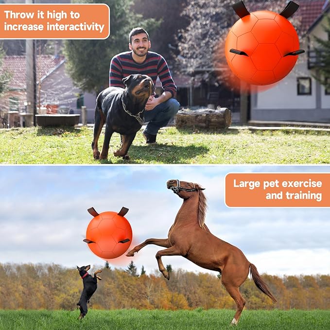 QDAN Herding Ball for Dogs, 25 inch Dog Balls, Giant Dog Toys Horse Toy, Dog Herding Ball for Australian Shepherd, Orange