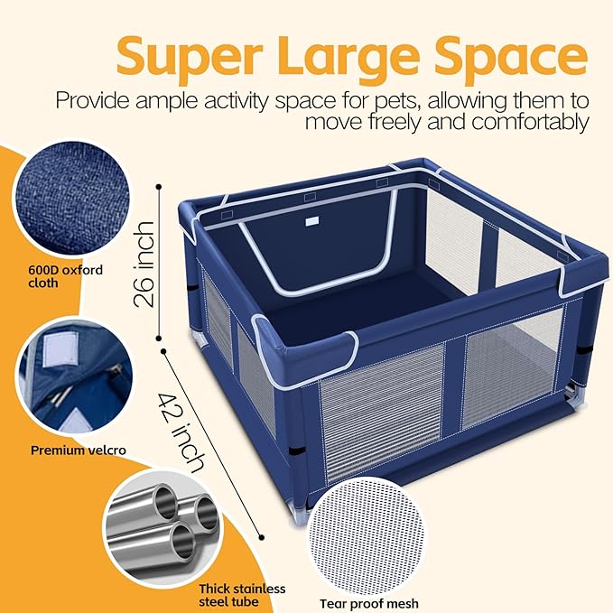 42 Inches Dog Playpens,Puppy Playpen with Gate for Puppies or Small Dogs, Dog Fence Pet Playpen for Indoor & Outdoor