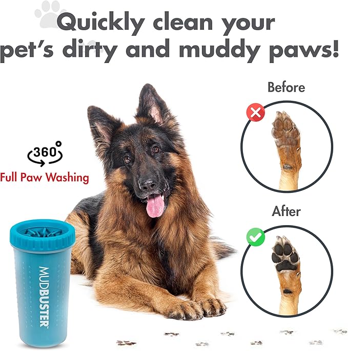 Dexas Blue Large Dog Paw Cleaner for Dogs - Premium Quality Pet Supplies and Dog Accessories - Easy to Use and Clean, Mess Free, Essential Dog Product