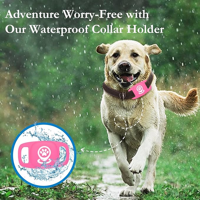 Pet Tracking Device for Dogs, Smart Tag for Comprehensive Location Coverage, Compatible with Apple Find My, Non-GPS Tracking Solution (Pink)