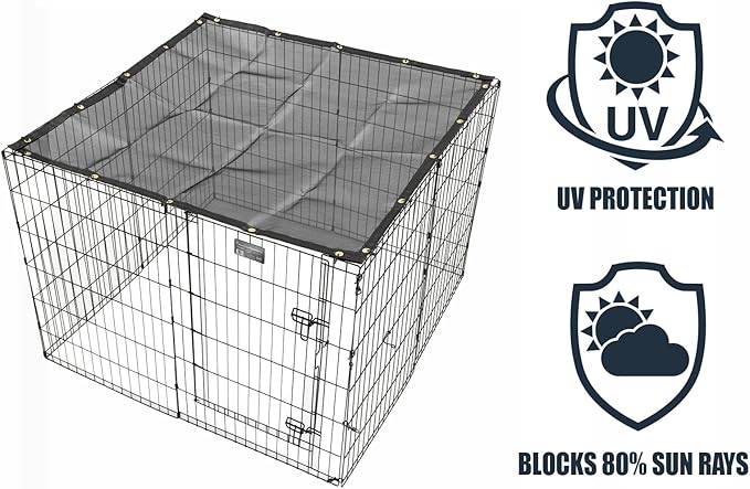 Exercise Pen Sun Screen | UV Resistant Sun Screen Blocks 80% of Sunlight & Fits Most Exercise Pen Brands, Includes All Hardware, Black