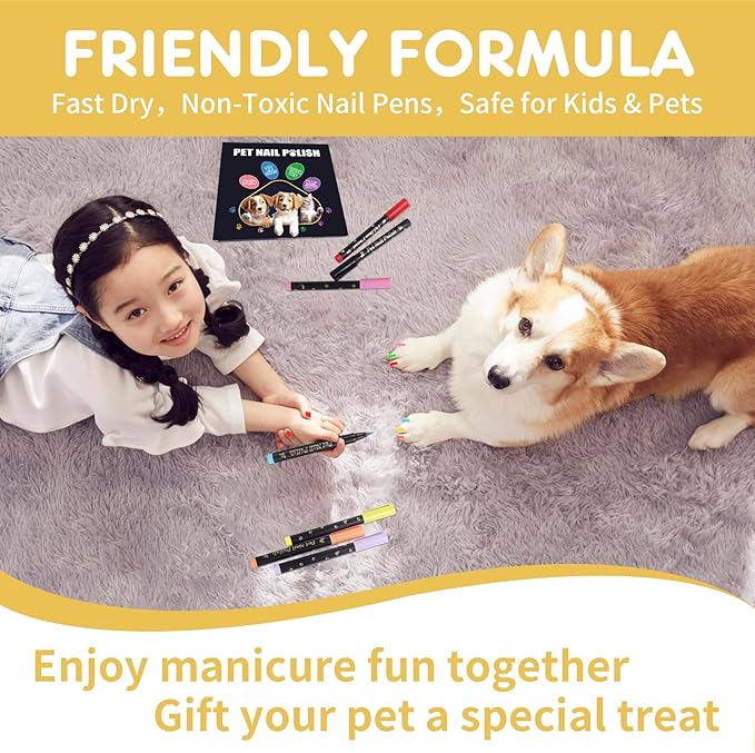 7 Colors Dog Nail Polish Pens Quick Dry,Dog Safe Nail Polish,Easy to Apply,Nail Polish Pens for Dogs Non Toxic,Dog Safe Paint for Paws,DIY Dogs Puppy Nails