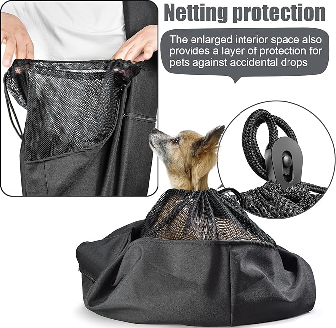 Dog Cat Sling Carrier Adjustable Padded Shoulder Strap with Zipper Pocket for Outdoor Travel (Black)