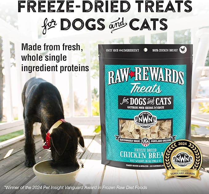 Northwest Naturals Raw Rewards Freeze-Dried Chicken Breast Treats for Dogs and Cats - Bite-Sized Pieces - Healthy, 1 Ingredient, Human Grade Pet Food, Natural - 10 Oz (Pack of 2)