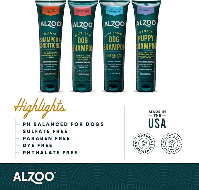 Hypoallergenic Shampoo for Dogs, Specially Formulated for Dogs with Sensitive Skin, 100% Plant-Based Active Ingredients, Rice Milk Fragrance, Made in The USA, 8 Fl. Oz.
