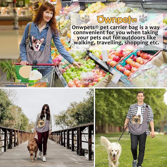 OWNPETS Pet Sling Carrier, Pet Sling Carrier Bag Safe,Fit 10~15lb Cats&Dogs, Comfortable, Adjustable, Perfect for Daily Walk, Outdoor Activity and Weekend Adventure