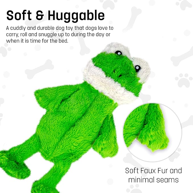 FGA MARKETPLACE Monkey - Frog Flat NO Stuffing NO Squeak Plush Dog Toy, Funny Style Will Entertain Your Dog for Hours, Recommended for Small and Medium Dog 21 INCH Long