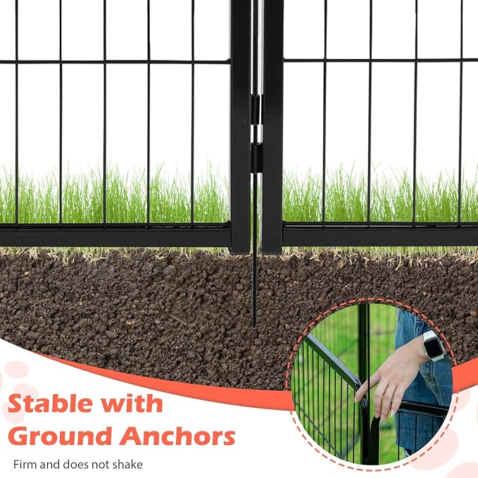 FDW Dog Playpen Dog Pen Dog Kennel 8 Panels 32 Inch Hight Indoor Outdoor Folding Metal Portable Puppy Exercise Pen Heavy Duty Dog Fence for Yard Camping,Black