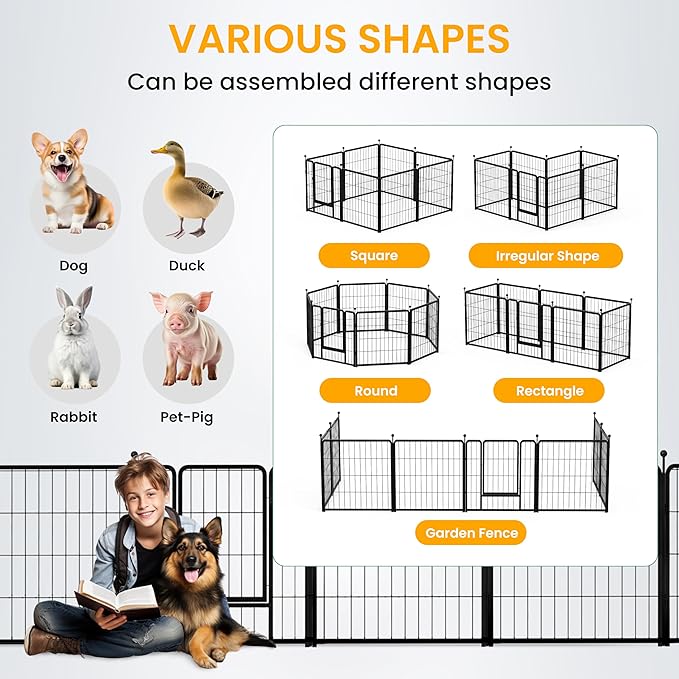Dog Playpen 24 Inch 16 Panles, Ideal Dog Fence for Puppy/Small Dogs Indoor & Outdoor Bliss, Perfect Dog Pen for Camping, Yard, RV, Garden Fence, Black