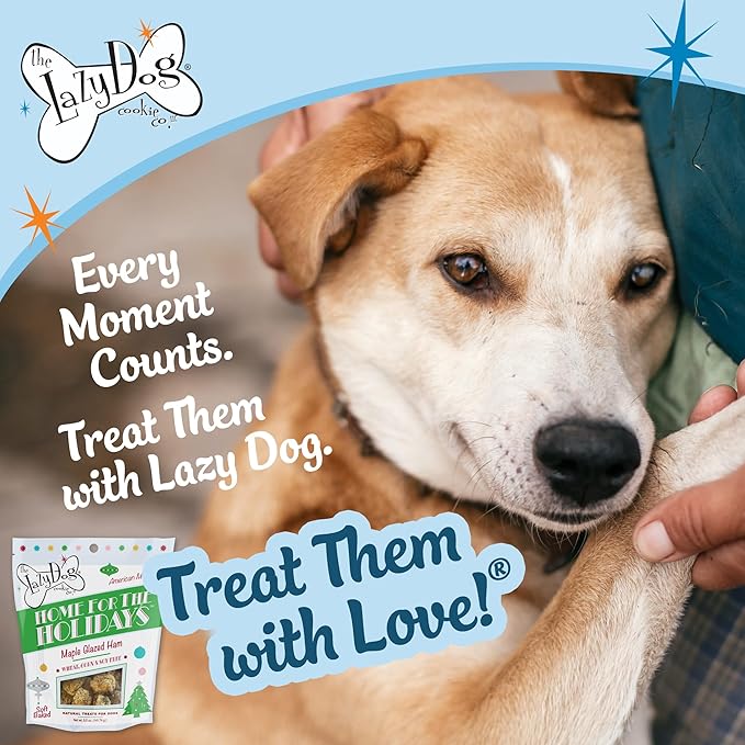 The Lazy Dog Cookie Co. - Home for The Holidays Soft Baked Dog Treats - Wheat, Corn & Soy Free - Limited Edition - Mouth Watering Maple Glazed Ham Flavored - 5 oz (HM)