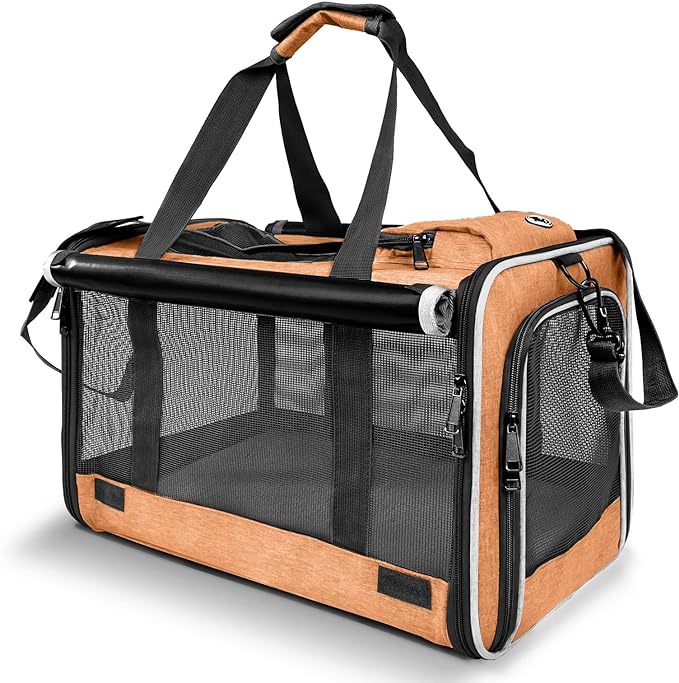 Dog Carry Bag for Puppy Pet Soft-Shell Portable Kennel Crate for 0-15 lbs Foldable Pomeranian Travel Cage Tea Cup Yorkie Carrier Purse Indoor Carrying Case Dog Supply Melon Tiny Dog Melon