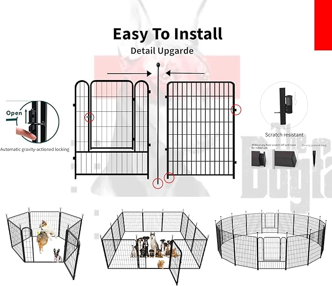 Dog Playpen Outdoor for Medium/Large Dogs 36'' High, Heavy Duty Dog Playpen with Rustproof and Sturdy Stakes, 3ft Dog Fence for RV Camping(12 Panels)