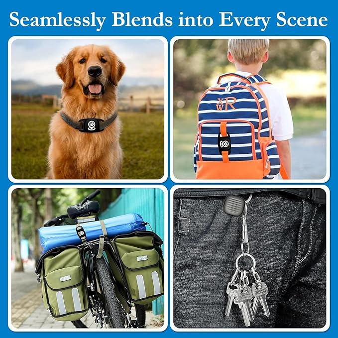 Pet Tracker for Dog, Dog Tracker Smart Pet Location Tracker with Holder, Smart Item Finder, MFi Certificated Dog Tracking Device, No Monthly Fee, Works with Find My(iOS Only) (Black Case)