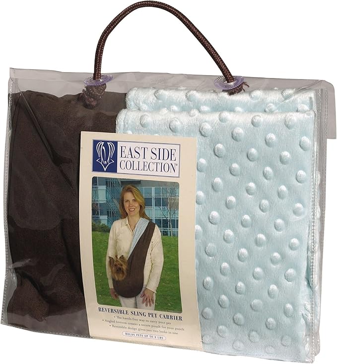 Reversible Sling Pet Carriers — Versatile Polyester Over-the-Shoulder Carriers for Small Dogs, Brown/Blue