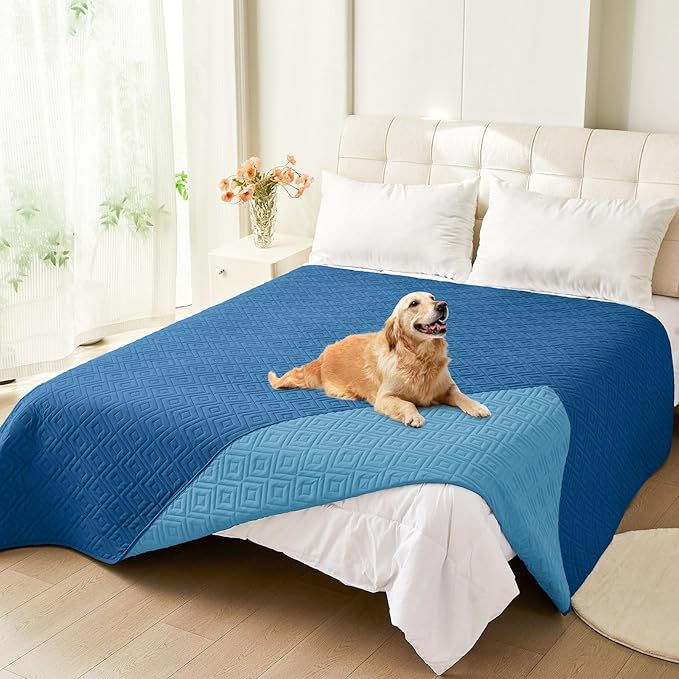 hyha Waterproof Dog Blanket, Soft Dog Bed Cover Pet Blankets, Waterproof Sofa Couch Cover for Dogs Washable, Reversible Pet Couch Covers for Sofa Furniture (68x82 Inch, Navy Blue/Blue)