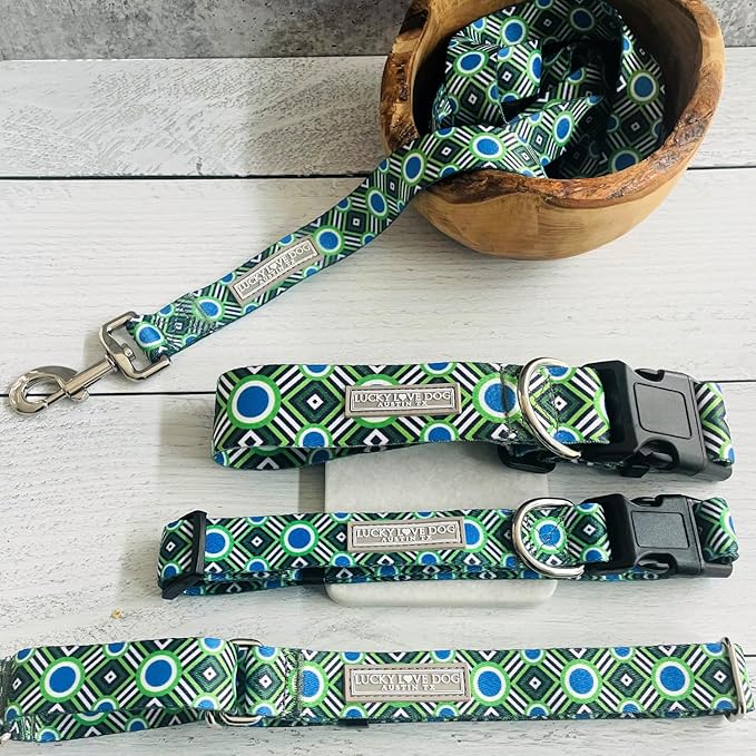Lucky Love Dog Patterned Dog Collar - Adjustable, Durable, Soft Webbing, & Comfortable Dog Collar for Male and Female Dogs - Cool Dog Collar in Leo Pattern with Strong Buckle, Large Size