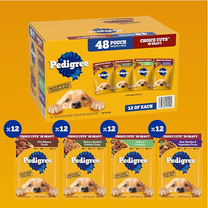 Pedigree Choice Cuts In Gravy Dog Food 48-Count Variety Pack, 3.5 oz Pouches