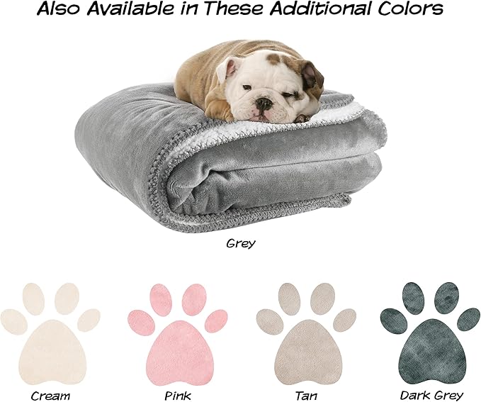 PETMAKER Waterproof Pet Blanket - 50x60-Inch Reversible Sherpa Fleece Throw Protects Couches, Cars, and Beds from Spills, Stains, and Fur (Gray), Large