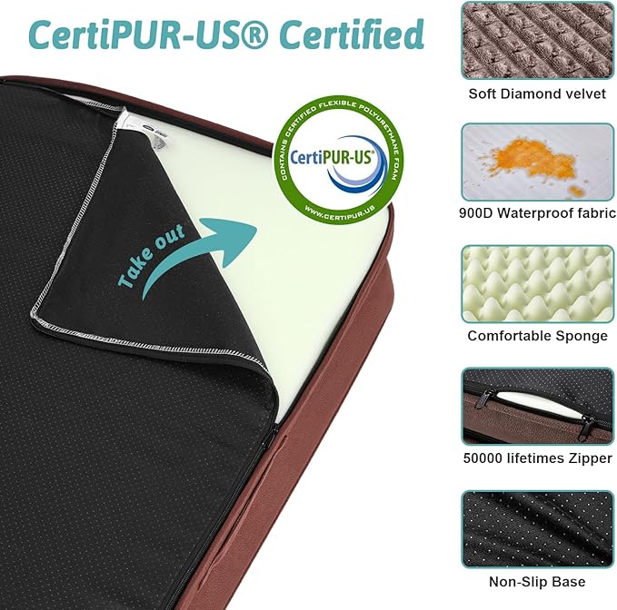Orthopedic Dog Bed for Small Dogs,Waterproof Dog Sofa Beds with Sides, Supportive Foam Pet Couch Bed with Removable Washable Cover,Waterproof Lining and Nonskid Bottom,Brown(30" L x 20" W x 7.5" Th)