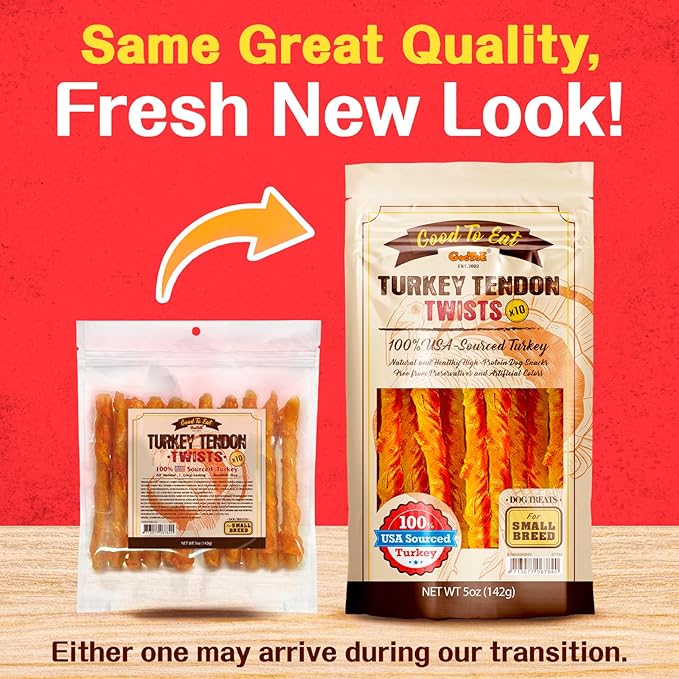 Gootoe Turkey Tendon Wrapped Chicken Stick – 100% USA-Sourced, Natural Snack, Premium Training Chews, Hypoallergenic, Rawhide-Free, Reseal Value Bags, Sizes for Small Dogs, Twists (Small) 10 Unit/Pack