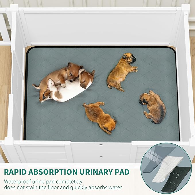 YITAHOME Whelping Box for Dogs/Puppies: 2-Room Large Indoor Outdoor Playpen 78" L x 39.4" W x 17.7" H with Removable Doors, Washable Pads, Portable Puppy Brooder