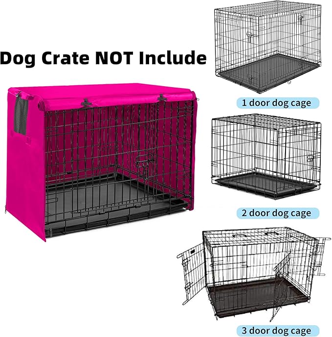 Dog Crate Cover 48 inch XL Dog Kennel Outside Cover, Big Dog Cage for Large Dogs Wire with1 2 3 Doors, Waterproof 600D Oxford Fabric Indoor/Outdoor Pink(Dog Crate NOT Included)