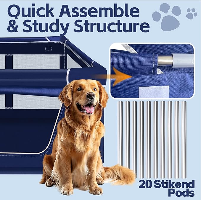 Puppy PlayPen 47x47x32 Inch, Dog Playpen with Gate for Puppies, Small and Medium Dogs, Pet PlayPen for Outdoors & Indoors, Tear Resistant Fabric