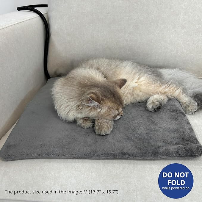 NICREW Cat Heating Pad, Temperature Adjustable Heated Cat Bed with Auto Shut Off Timer, Indoor Pet Heated Bed Mat for Cats and Dogs, 17.7 x 15.7 Inches