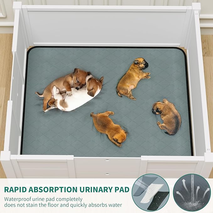 YITAHOME Whelping Box for Dogs/Puppies: Large Indoor Outdoor Playpen with Removable Doors, Washable Pads, Portable Puppy Brooder 39.4" L x 39.4" W x 17.7" H
