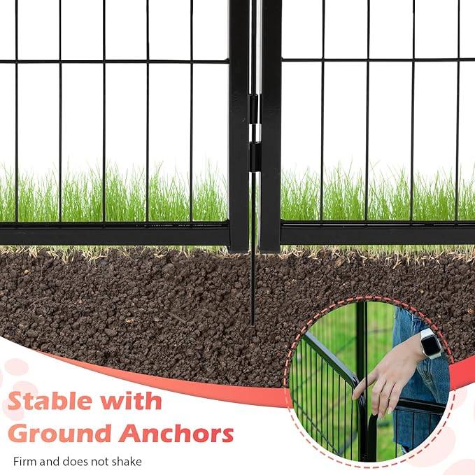 FDW Dog Playpen Dog Pen Dog Kennel 32 Panels 24 Inch Height Indoor Outdoor Folding Metal Portable Puppy Exercise Pen Heavy Duty Dog Fence for Yard Camping,Black