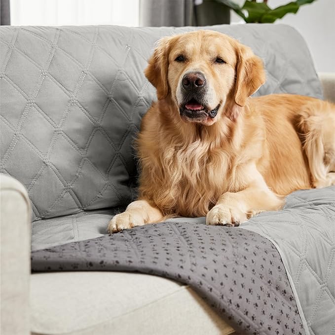 Gorilla Grip 100% Waterproof Dog Blanket, Pet Friendly Sofa Throw Essential for Small Pets, Dogs, Cats, Tear and Slip Resistant Leakproof Couch Cushion Cover for Indoor Furniture, 30x70 Lt Gray