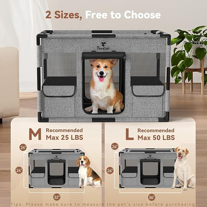 Cat Dog Playpen, 91x61x61cm Portable Puppy Playpen Dog Play Pen Indoors with Cover and Gate, Tear Resistant Thickened Fabric Waterproof Bottom Breathable Mesh Dog Fence, Gray & Black