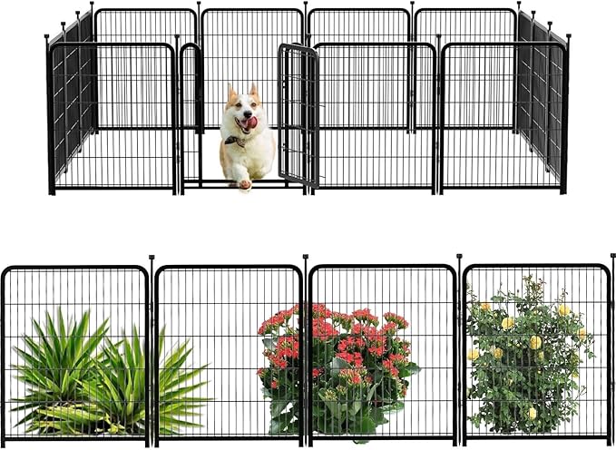 Dog Playpen 36 Inch 14 Panels, Dog Play Pen Indoors, Garden Fence for Yard, Total 31 Ft(l) Black Dog Pen Wide Door Low Threshold, Be Suitable for Camping Garden Yard