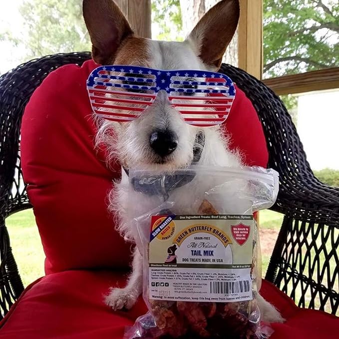 Tail Mix – Dog Treats Made in USA Only – All Natural Beef Bites – 1 Ingredient Grain Free Assortment – Beef Lung, Trachea and Spleen – Dog Treats for Training, 8 Ounces