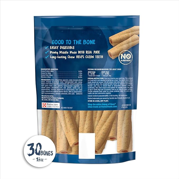 Purina Busy Made in USA Facilities Toy Breed Dog Bones, Tiny - 30 ct. Pouch (Pack of 2)