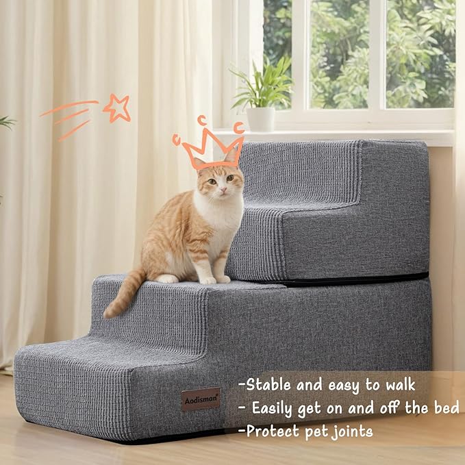Dog Stairs for High Bed,4 Steps Pet Stairs for Small Dogs and Cats,Anti-Slip Removable Dog Steps for Bed,Bed Stairs for Dog