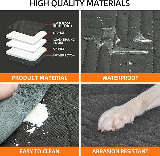 YJGF Back Seat Extender,Dog Seat Cover for Back Seat,Hard Bottom Car Seat Cover for Dogs,Dog Hammock for Car,Back Seat Pet Cover for Dogs(Grey)