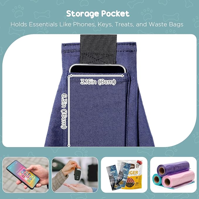 Avont Dog Sling for Small Dog Cats Under 15lbs, Hands-Free Crossbody Pet Carrier with Adjustable Padded Strap Extra Pocket, Safe Soft Pouch Bag for Puppies' Walks Outings -Denimblue