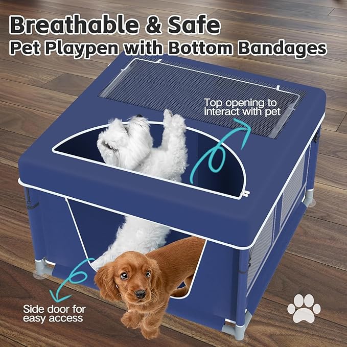 42x42x26 Inches Dog Playpens,Puppy Playpen with Cover for Puppies or Small Dogs, Play Pen Indoors, Dog Fence Pet Playpen for Indoor & Outdoor, Whelping Box for Dogs and Puppies