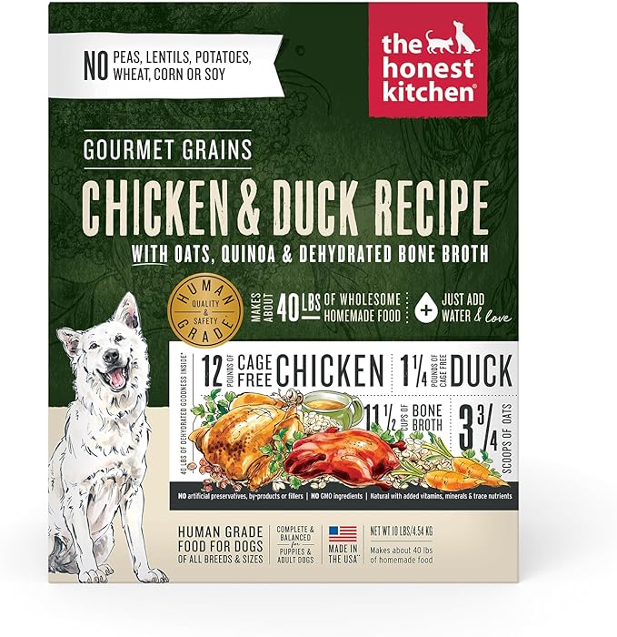 The Honest Kitchen Human Grade Dehydrated Gourmet Grains Dog Food - Chicken & Duck , 10 Pound Box