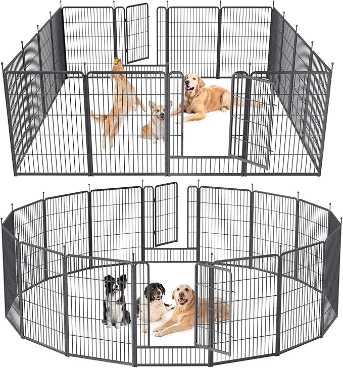 Musen Dog Playpen Outdoor, 16 Panels Dog Pen 40" Height Dog Fence Exercise Pen with Doors for Large/Medium/Small Dogs, Portable Pet Playpen for Yard, RV, Camping, Hammer Paint Finish