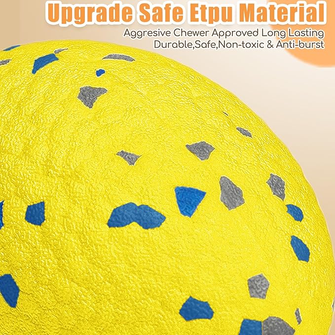 Upgrade Olive Dog Balls Rugby Toys for Aggressive Chewers, Indestructible Tennis Balls for Dogs (Yellow)