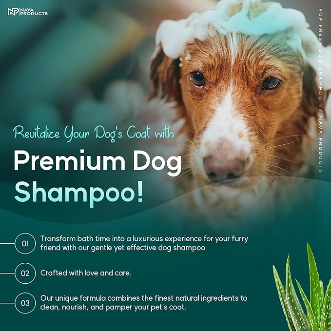 NP NAVA PRODUCTS Dog Shampoo with Oatmeal & Aloe Vera, Hypoallergenic Dog Shampoo for Smelly Dry Coat Itching Relief, Deshedding Puppy Shampoo Refreshing Gentle Pet Care for Sensitive Skin, 16.91 oz