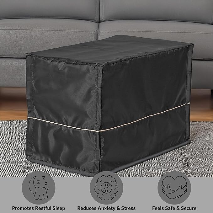 MidWest Homes for Pets Dog Crate Cover, Privacy Dog Crate Cover Fits MidWest Dog Crates, Crate Cover Only, Machine Wash & Dry, Black, 22-Inch
